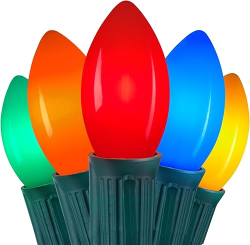 Luces LED vintage C9 de Navidad para exteriores, 100 pies de cadena de luces C9 con 50 bombillas C9 inastillables, luces de árbol de Navidad