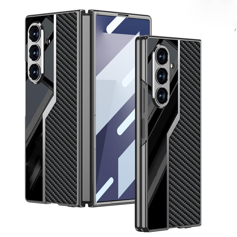 Ultradelgado Fundas per Samsung Z Flod7, Funda para Móvil Y Protector Pantalla Combinados Resistente Golpes Arañazos Antihuellas Funda Teléfono,Negro,Z Fold7