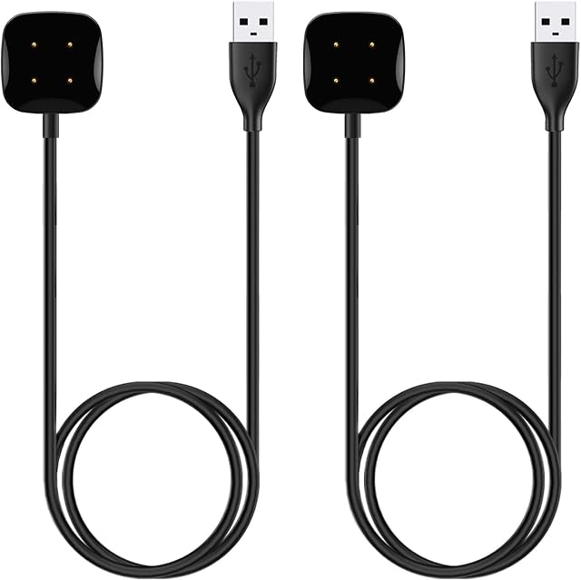 KIMILAR (2 Pack) Charger compatible with Fitbit Sense/Fitbit Sense 2, Fitbit Versa 3 / Fitbit Versa 4, Replacement Charging Charger Cable compatible with Fitbit Versa 4 / Fitbit Sense 2 Smartwatch