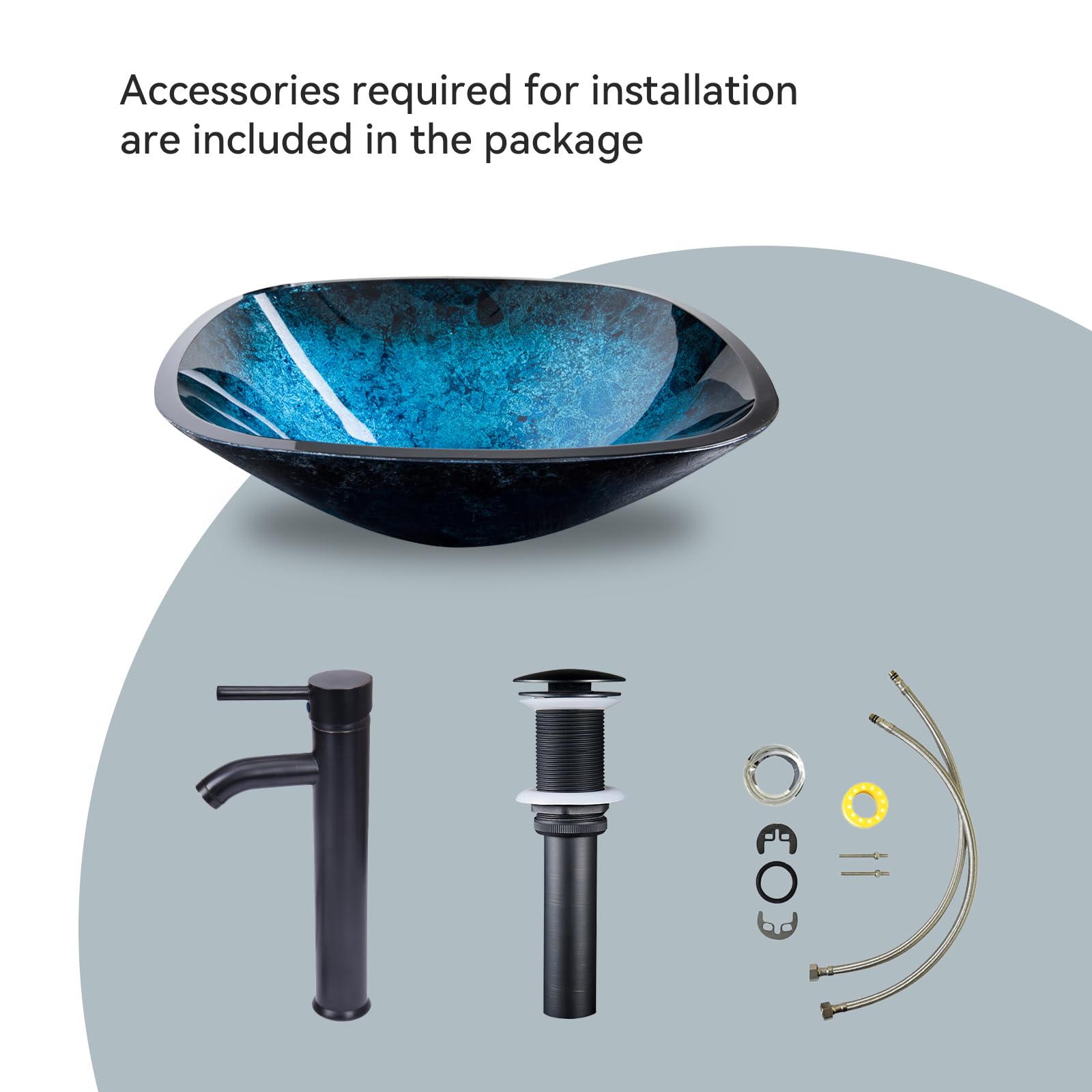 YOURLITE Bathroom Vessel Sink,Bowl Vessel Sink with Faucet and Drain ...