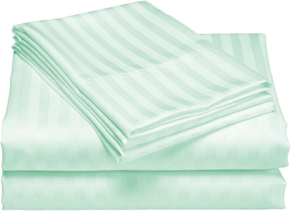 Scala Bedding 600 Thread Count Egyptian Cotton Luxurious Striped Duvet Cover Full Aqua