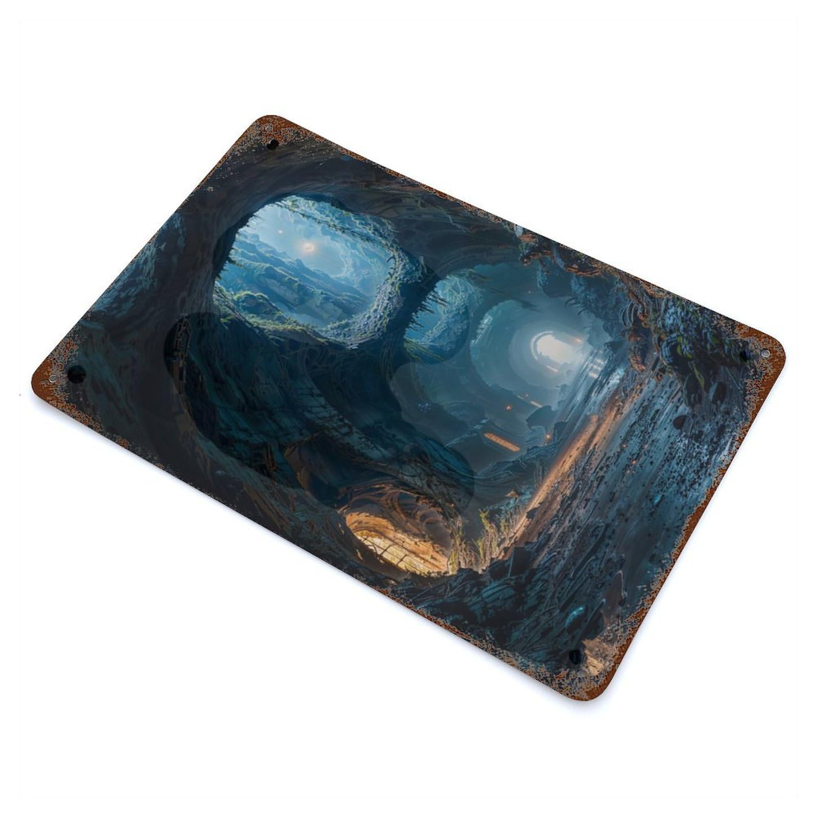 Rust Effect Mystical Cave Entrance Vintage Rust Metal Sign 11.8"x7.9", Rustic Home Decor for Farmhouse, Kitchen And Entryway Decor