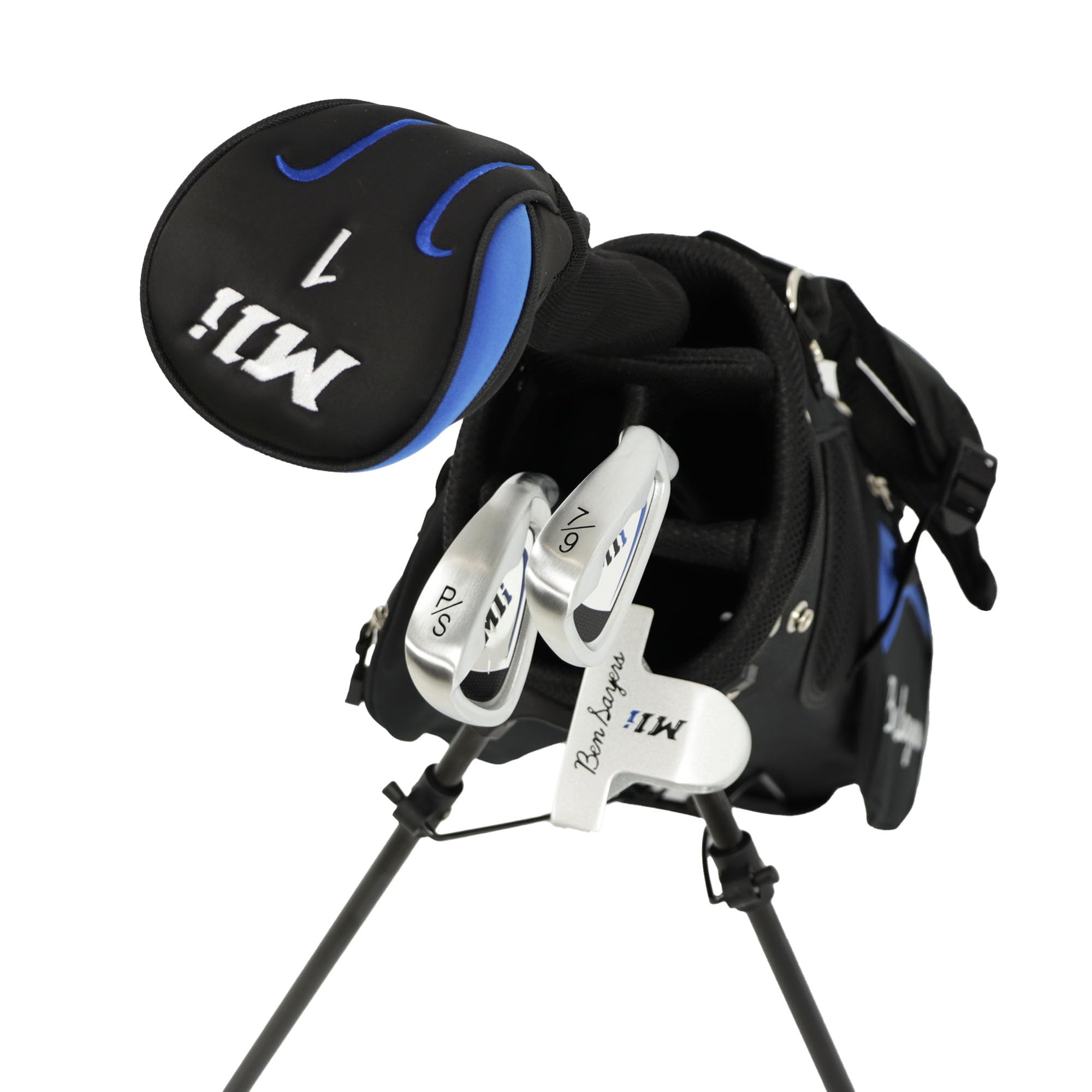 Ben Sayers Junior Standbag Golf-Paket-Set | Kinderstarter mit 4 Schlägern | leichte Graphit-Schäfte & weiche Griffe | Übergroße Driver, Eisen, Putter, Tasche & Schlägerhauben