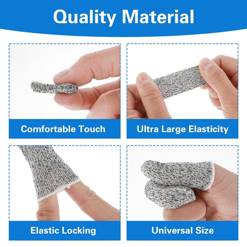 10 PCS Cut Resistant Finger Cots Protector Finger Sleeve Protectors Reusable Finger Guards Finger Covers Protection Cots for Kitchen,Work, Sculpture, Anti-Slip, Reusable,Gloves Life Extender 5 61O1uOmPLIL. SL1000