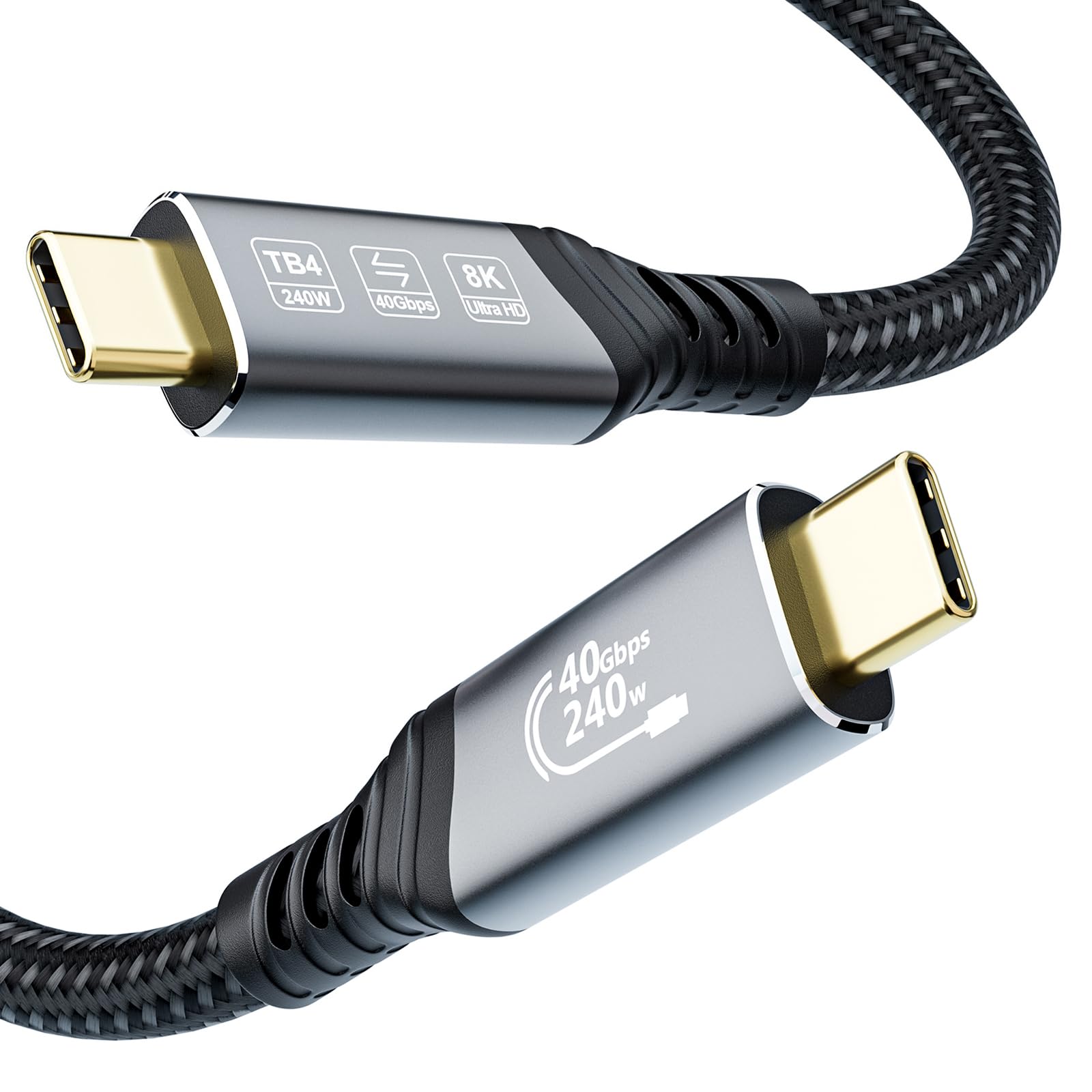 EUDOBEL USB 4 Thunderbolt 4 0,5m, Cavo Dati USB C 40Gbps, Ricarica Rapida 240W, Cavo Video USB C 4K@144Hz 8K@60Hz per eGPU, Thunderbolt 5, Thunderbolt 3, MacBook, SSD, Switch, Mac mini, Monitor, VR
