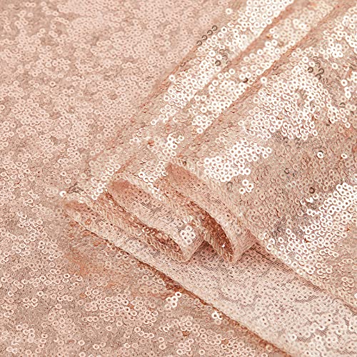 Image of B-COOL Rose Gold Sequin Tablecloth 90x132inch Rectangle Sparkle Tablecloth Glitz Tablecloth Christmas Cloth Sequin Fabric Tablecloths