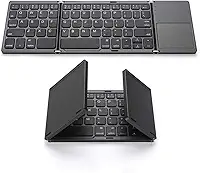 Teclado sem fio BT teclado dobrável portátil ultra fino teclado BT com touchpad para Windows/Android/iOS Cinza