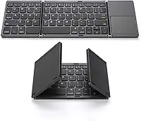 Teclado sem fio BT dobrável portátil ultra fino com touchpad para Windows/Android/iOS Cinza