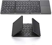 Teclado sem fio BT dobrável portátil ultra fino com touchpad para Windows/Android/iOS Cinza
