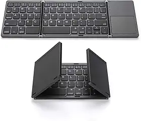 Teclado sem fio BT teclado dobrável portátil ultra fino teclado BT com touchpad para Windows/Android/iOS Cinza