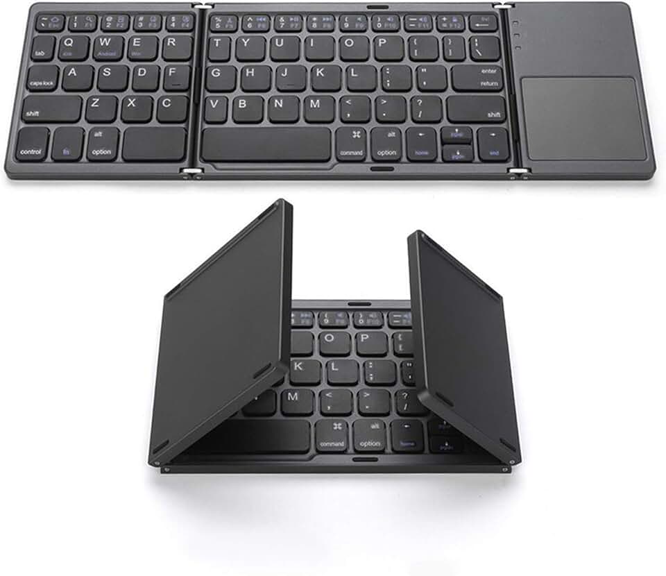 Teclado sem fio BT dobrável portátil ultra fino com touchpad para Windows/Android/iOS Cinza