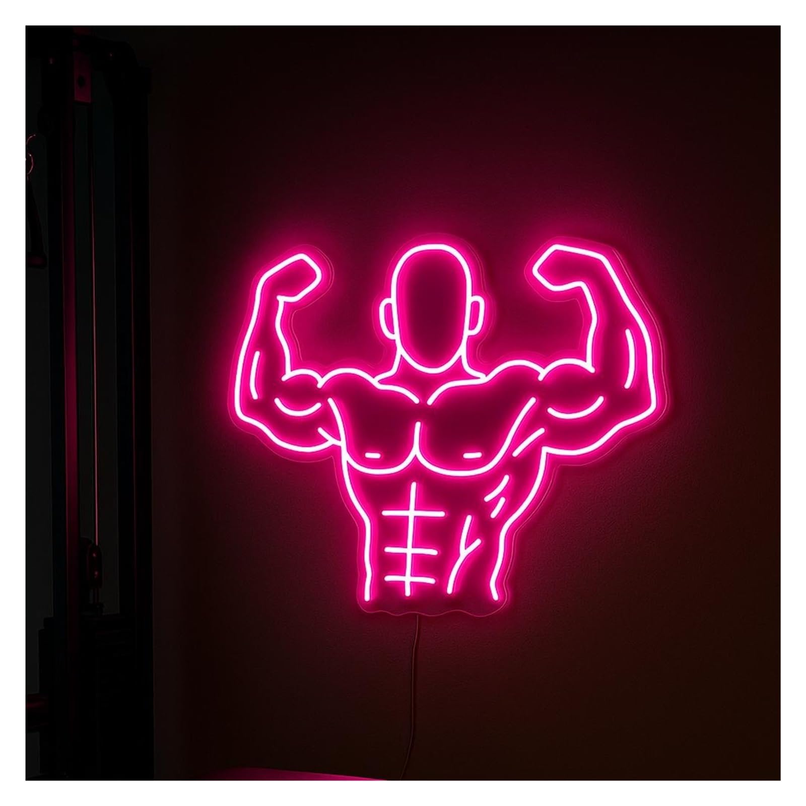 Shouxi D Sign Lamp Bodybuilder Neon Sign, Suitable For Workout Room Ecor With Immable 53Cm
