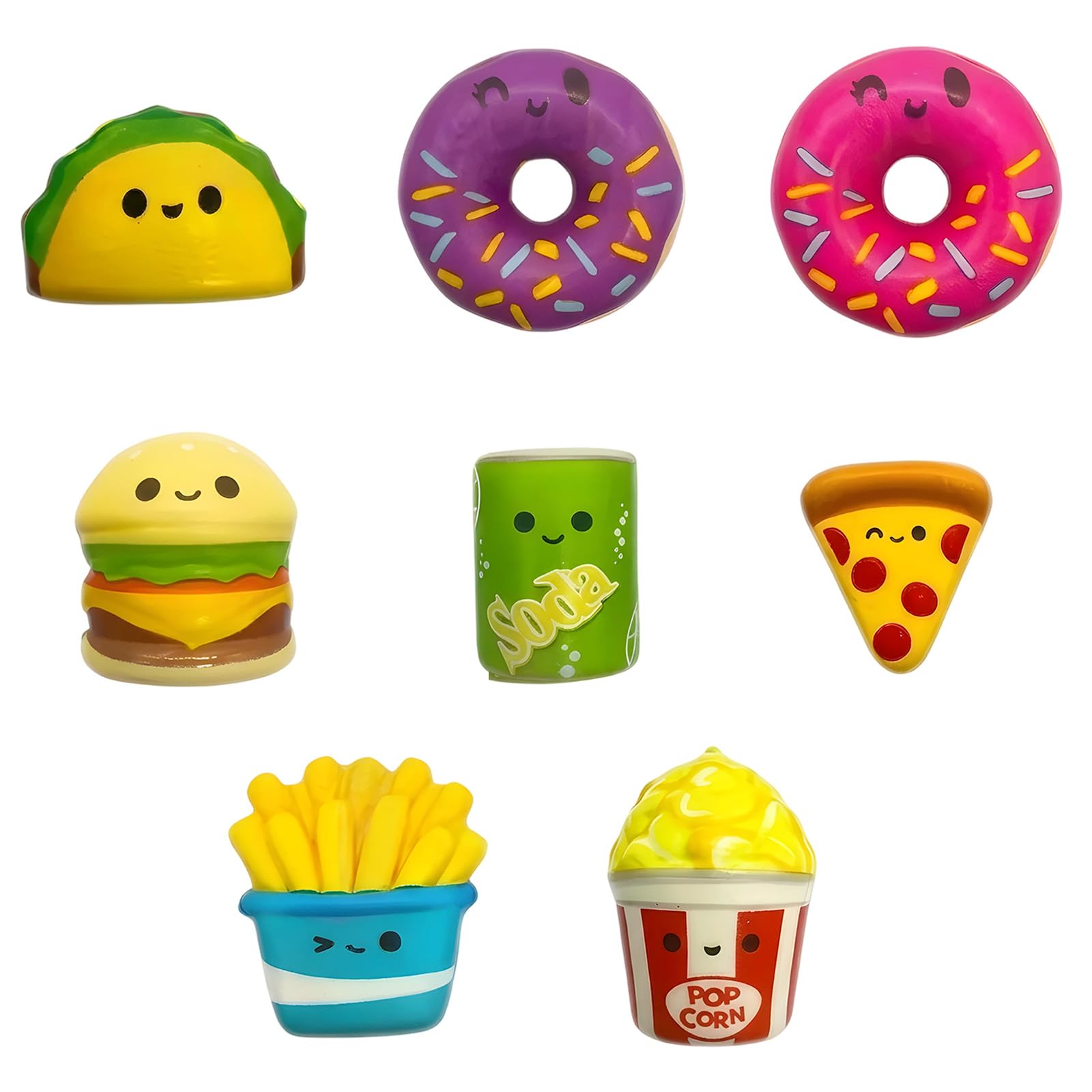 8 PCS Food Squishy, Slow Rising Squishies, Foam Squishy Collection for Stress Relief, Assorted Food-Themed Designs, Compact and Lightweight for Easy Storage