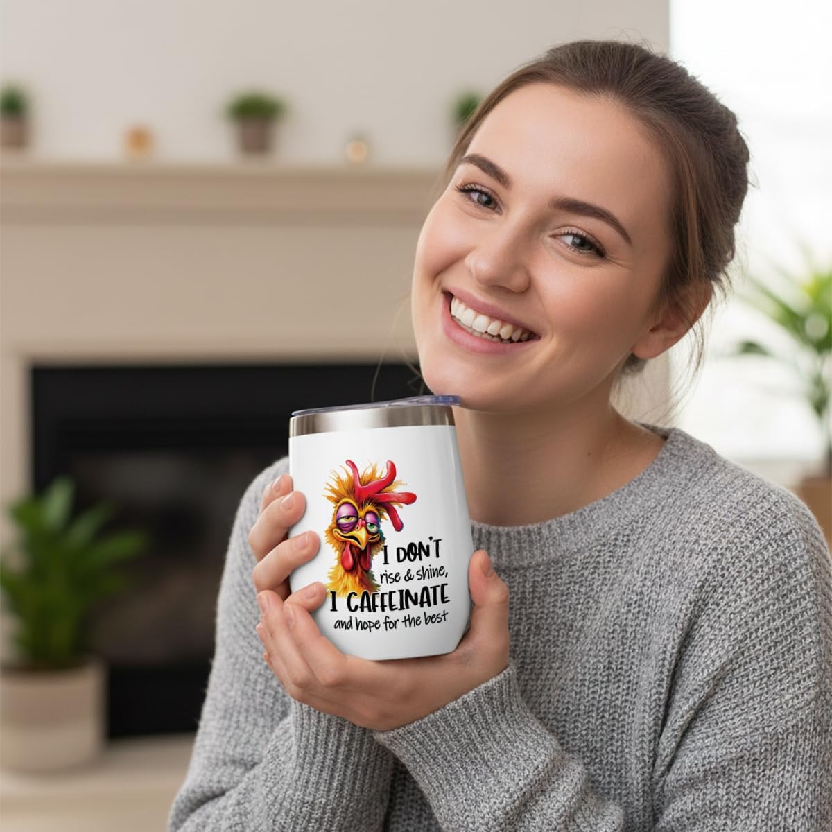 Funny Quotes Wine Tumbler, Sarcastic Chicken Gifts Chicken Decor Double Wall Vacuum Insulated Coffee Mug Wine Glass 12 oz Tumbler with Lid for Women Men Teacher Thank You Birthday Christmas - Image 3