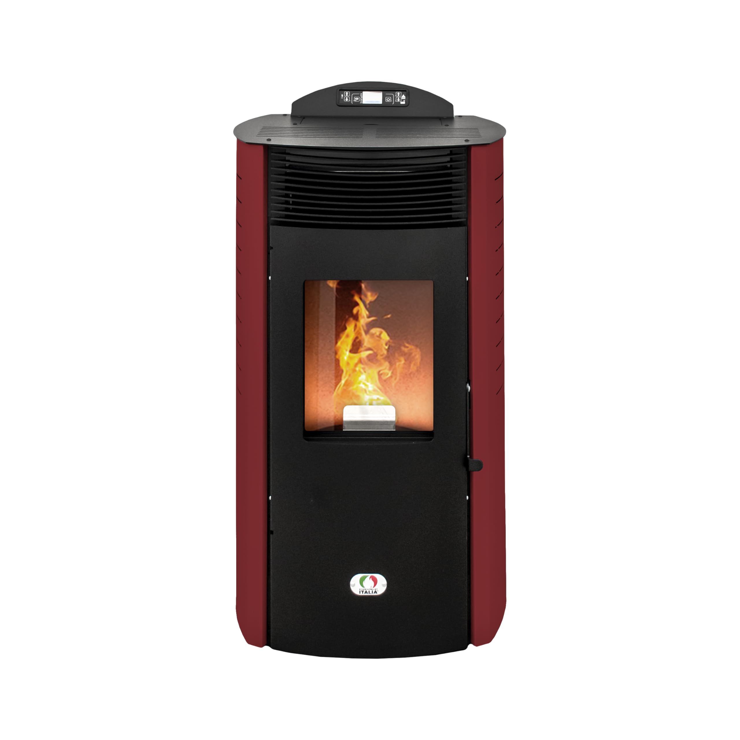 STUFE A PELLET ITALIA Siberia Aria New 15 KW Kanalisiert WiFi Pelletöfen Effizienz 92% Heizt 140m² Autonomie 30Std Programmierbar WiFi-Steuerung 5 Geschwindigkeiten Garantie Rot