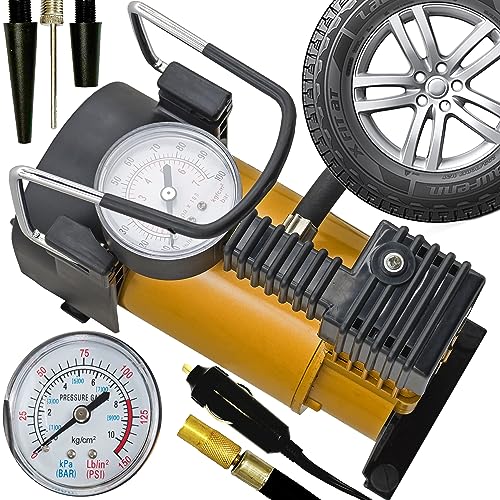 Retoo Compresseur d’Air Portatif 12V Portable Gonfleur Pneus Voiture Pompe Automatique 120 PSI Auto Gonfleur Pneus Electrique Compresseur Air avec 2M Câble...