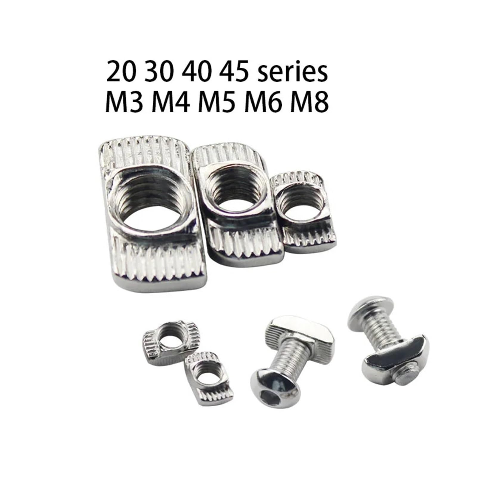 Zestaw 50 szt. 4040 M3 M4 M5 M6 M8 profil aluminiowy T-rowek łeb młotka nakrętka ślizgowa ze stali węglowej nakrętka T-rowek element mocujący EU (M3)