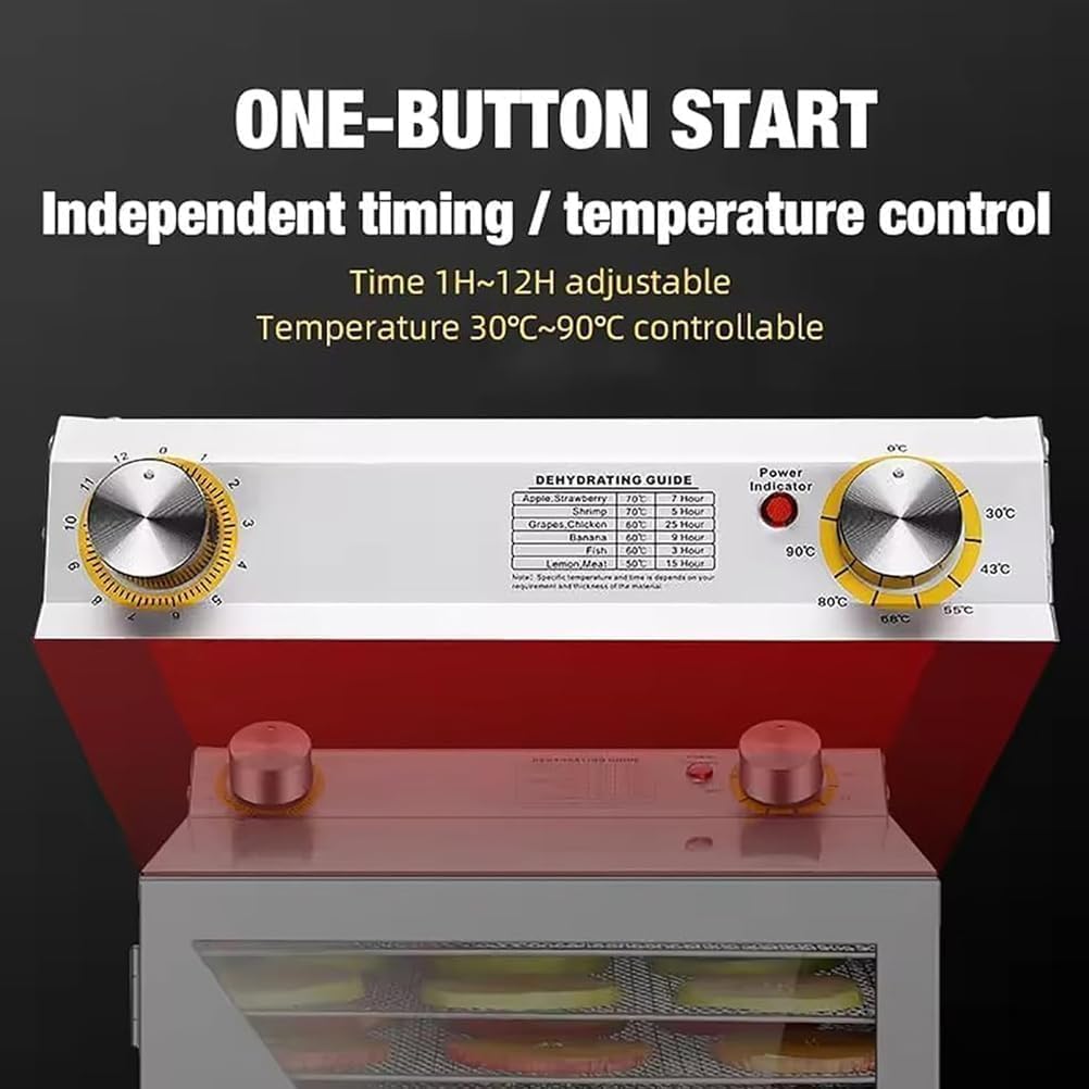 Liofilizzatore da 6 a 18 strati, con timer, temperatura da 35 a 90 °C e ventola da 6 pollici per frutta, verdura e carne.