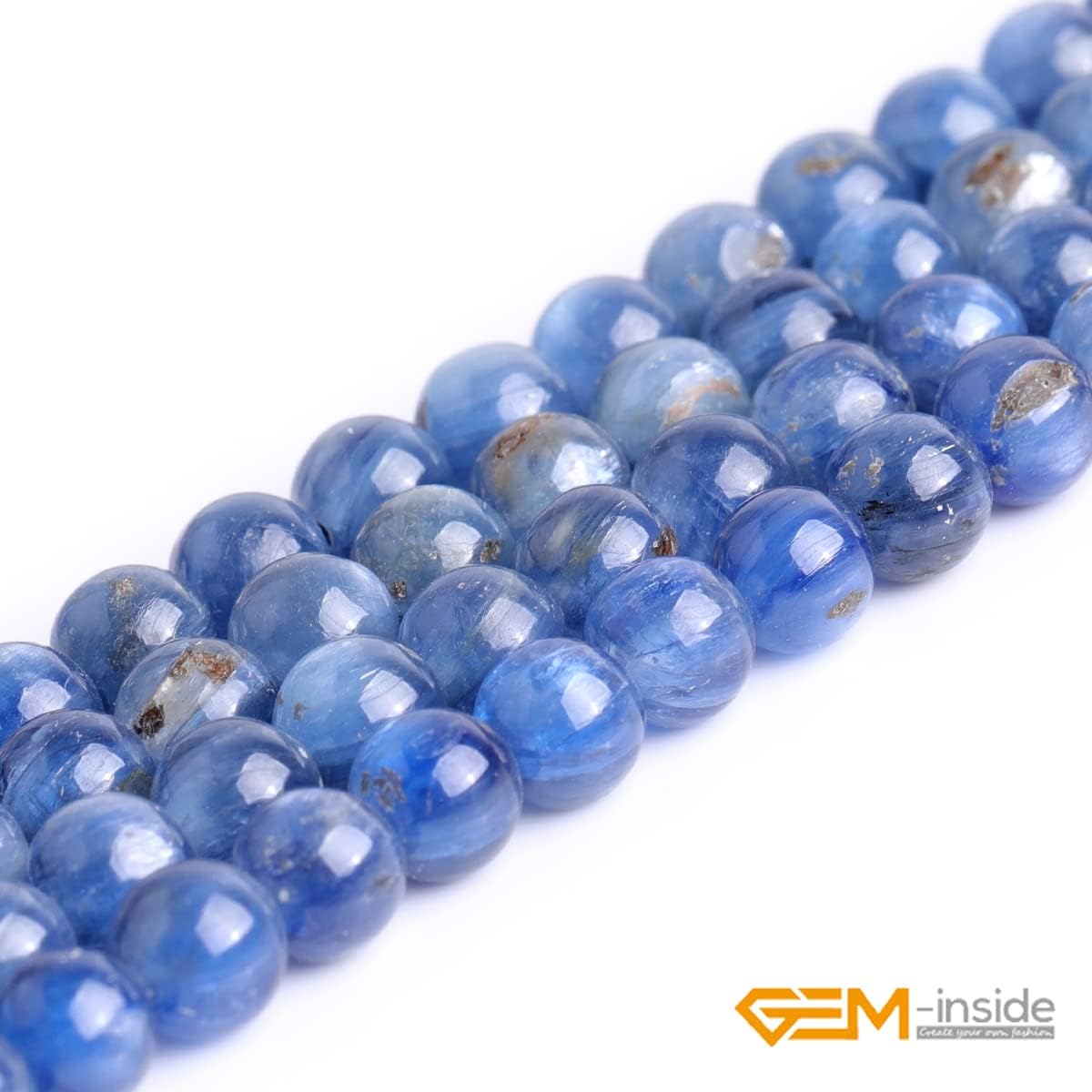 GEM-Inside Blue Kyanite Gemstone Loose Beads Natural Energy Power Beads for Jewelry Making Natural 6mm Smooth Round 15"
