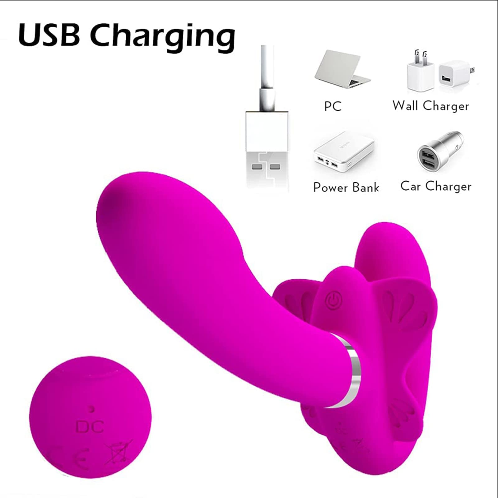 Massaggiatore in silicone wireless con due estremità e coppie lesbiche, stimolazione del clitoride adatta, uno stimolatore del punto G con dieci impostazioni di velocità regolabili.