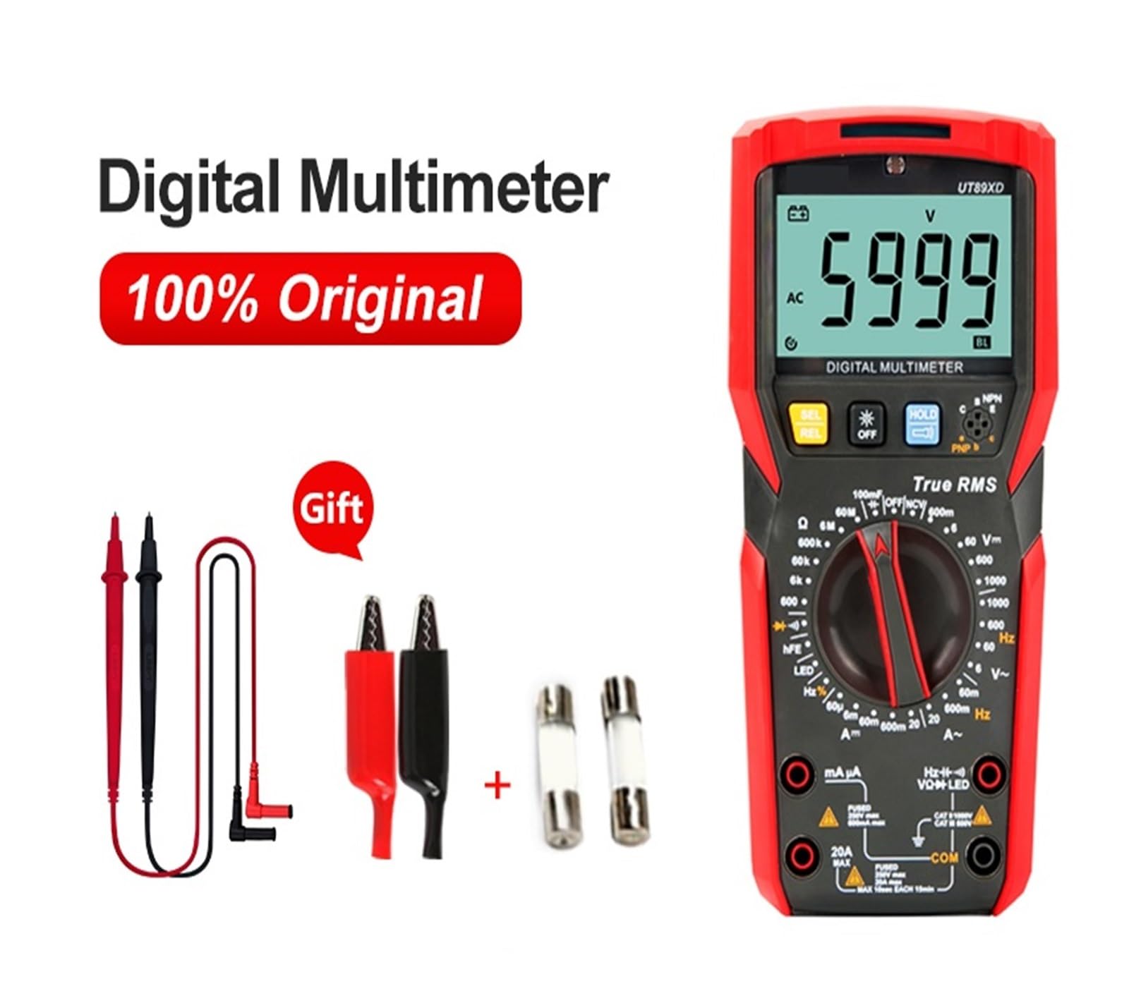 Multímetro digital profesional UT89XD UT89X True RMS, probador eléctrico, NCV, diodo, temperatura, triodo, capacitancia(UT89X)