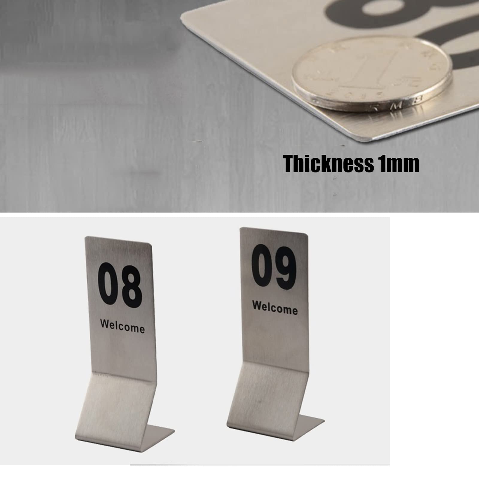 V3VOGUE Número De Mesa De Metal 1~25 1~50 for Restaurante, Bares, Signo De Número De Mesa De Boda, Números Lateral Doble, Letreros De Placa De Acero Inoxidable, Carteles Reservado