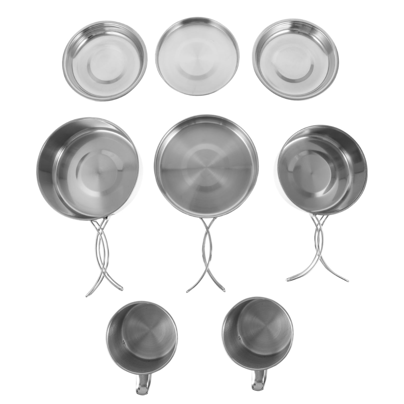Cabilock Ensemble Cuisine De Camping INOX 8 Pièces, Marmite Et Poêle Pliables, Ustensiles Résistants à La Rouille, Portable pour Pique-niques Randonnée Barbecue en Plein Air
