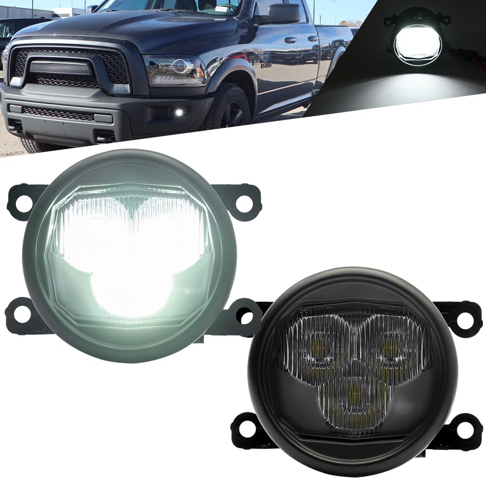 Mingrui test 2PCS Led Fog Lights Assembly for 2019-2023 Dodge Ram 1500 2500 3500, 2014-2023 Ram ProMaster White DRL High Power 33W Off-road Led Spot & Driving Combo Beam Fog Lamps OEM Replacement