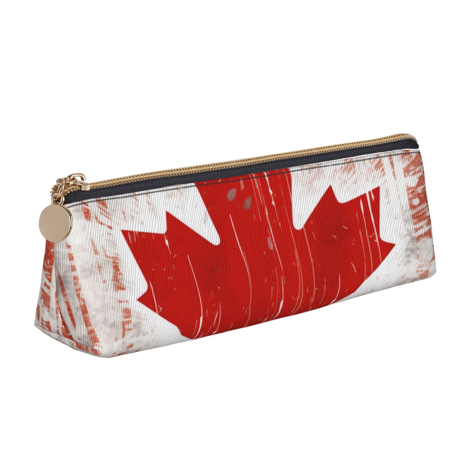 BNVSADCCanada Flag Printed Triangle Pencil Case Leather Pencil Pouch Cute Stationery Pencil Pen Bag for School Office Travel