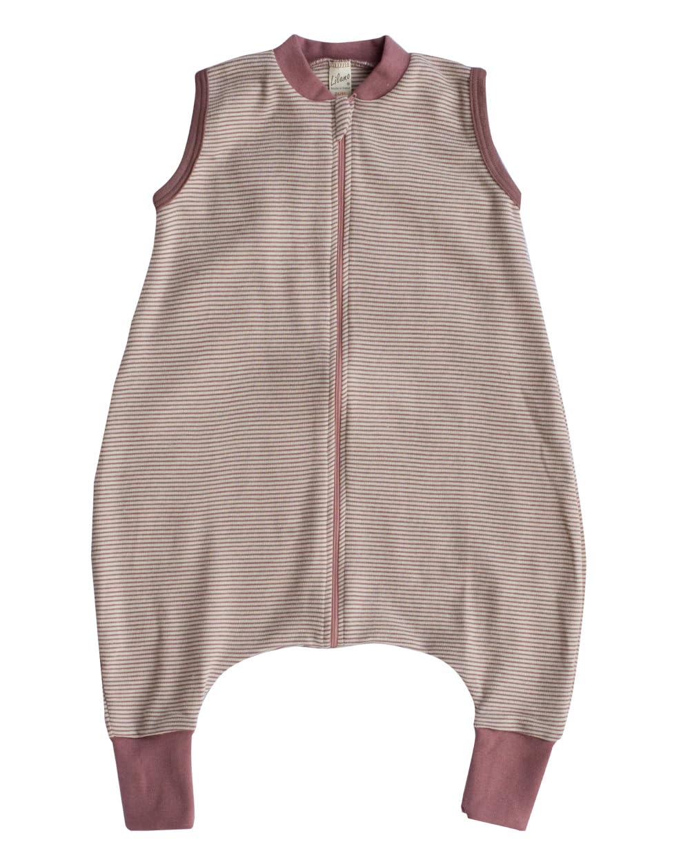 Lilano, Schlafsack mit Bein, geringelt, Merinowolle (kbT), Seide, 210 g/m² (Mauve/Natur, 98-104)