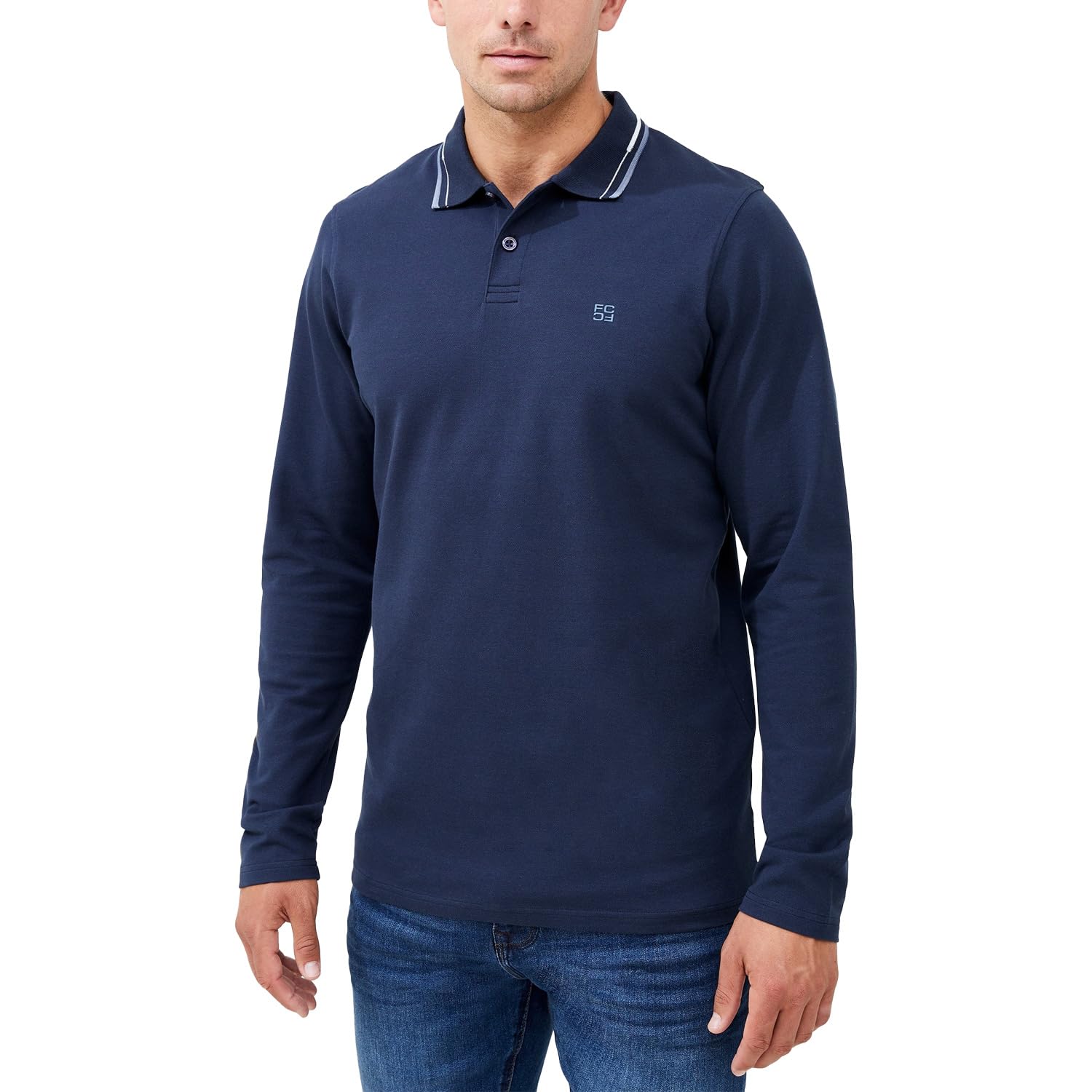French Connection Men's Blue Nights Courtsworth Polo Long Sleeve XX-Large (Navy)