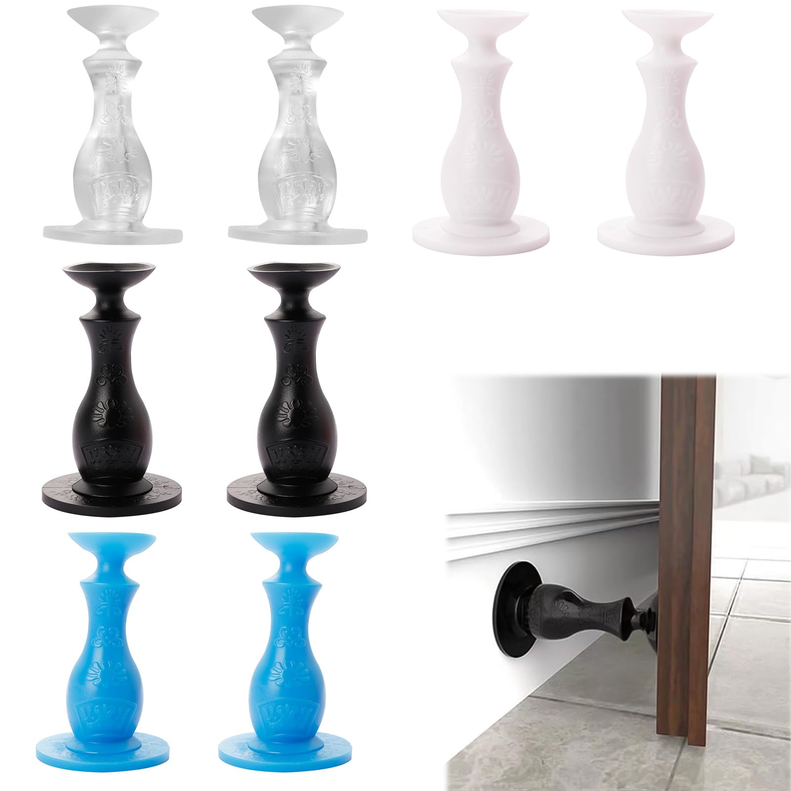 Big Bargain Store Door Stoppers Wall Protector, 8 PCS Silicone Door stoppers for Wall with Strong Back Adhesive, Silent Shock Absorbing Silicone Doorstop, Ideal for Wall Protector and Noise Reduction