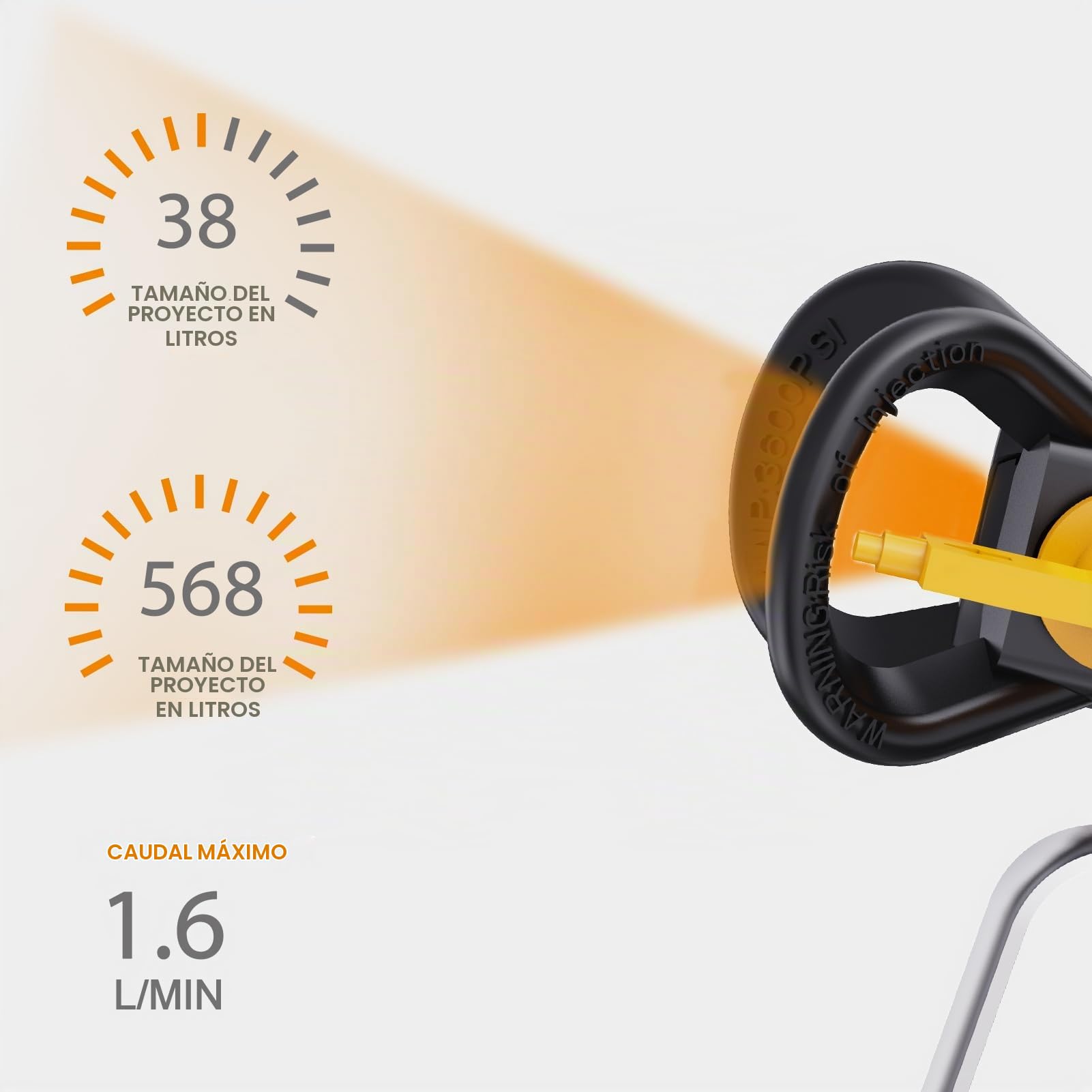 Pulverizador de Pintura sin Aire MAXXT|Alta presión de 226 Bar|200W|Caudal máx.1,6 l/min|Manguera de Alta presión de 7,5 m|Diseño Ligero de 6,7kg|para Pinturas al Agua y Barnices