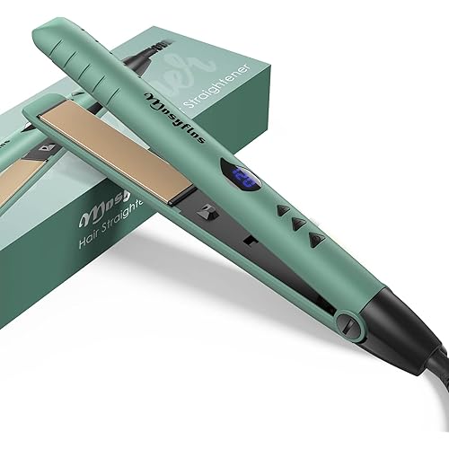 Hair Straightener,45W Hair Straightener Flat Iron, Straightener and Curling Iron for All Hairstyles, Fast Heating with LCD Display,Dual Voltage & Adjustable Temp, Gift for Girls Women (Green)