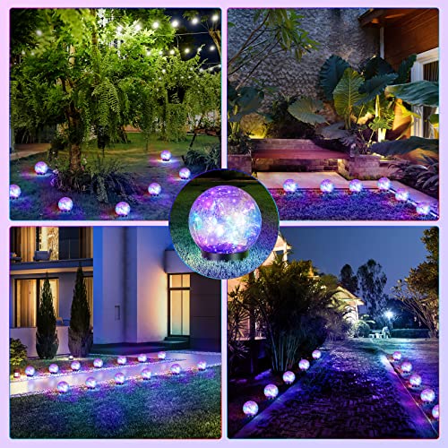 Image of Tuanse 4 Pcs Solar Lights Decorative, Cracked Glass Ball Solar Globe Lights, LED Colored Garden Globes Outdoor for Yard Waterproof Back Yard Landscaping Flower Bed Patio Lawn (Multicolor,4.7 in)