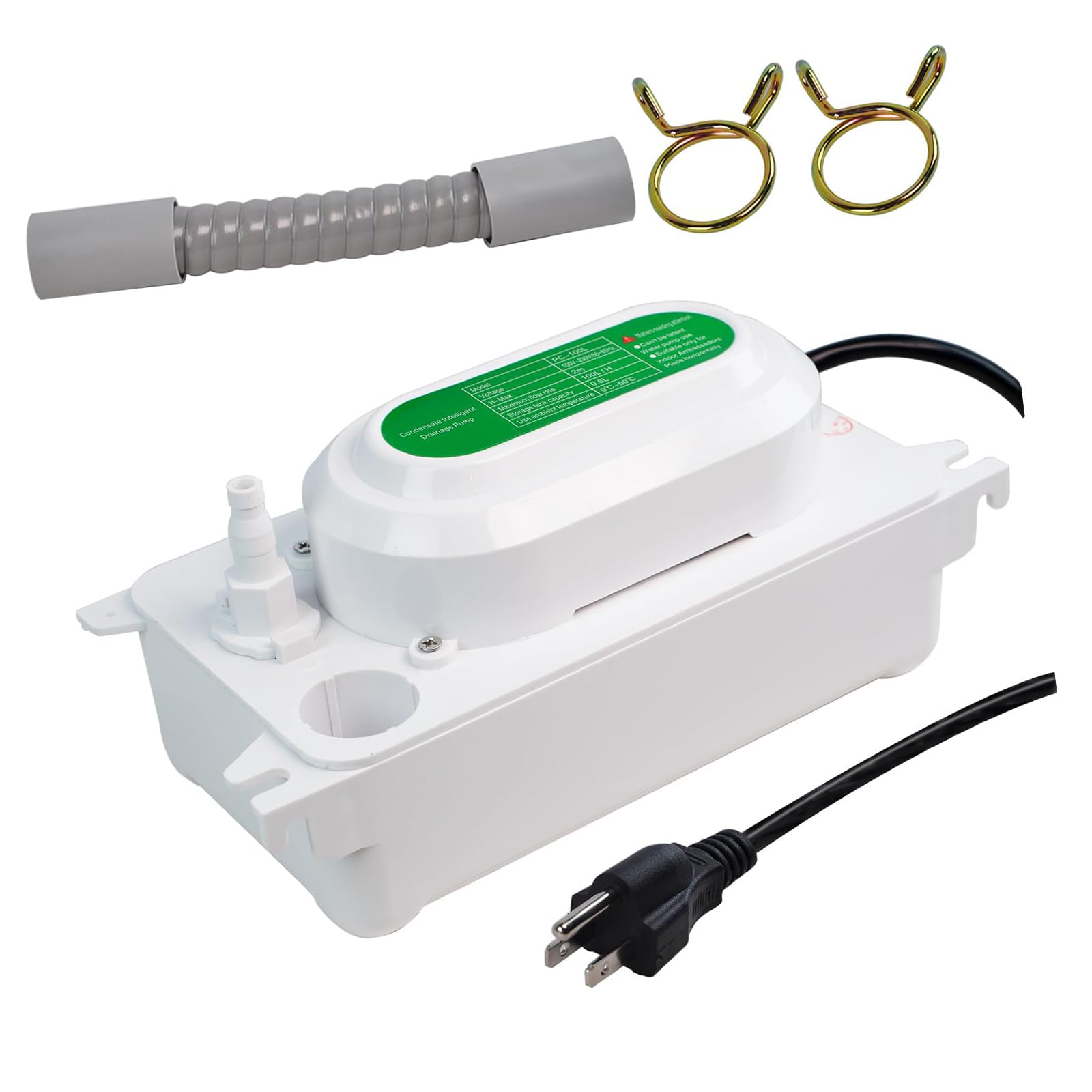 PANGBOER Automatic Air Conditioning Condensate Pumping Automatic HVAC Lift Removal Drain Pumping 100L/H for Dehumidification 100-230V