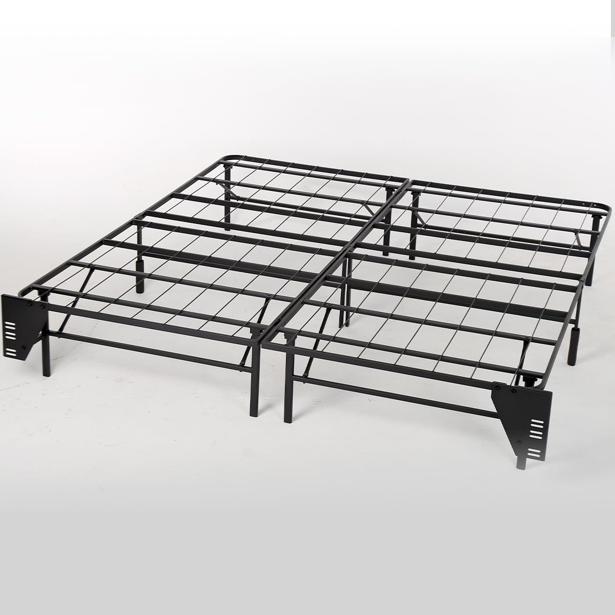 Sturdy 14" King Metal Bed Frame, Foldable with Headboard Attachment, Easy Assembly, King, Black