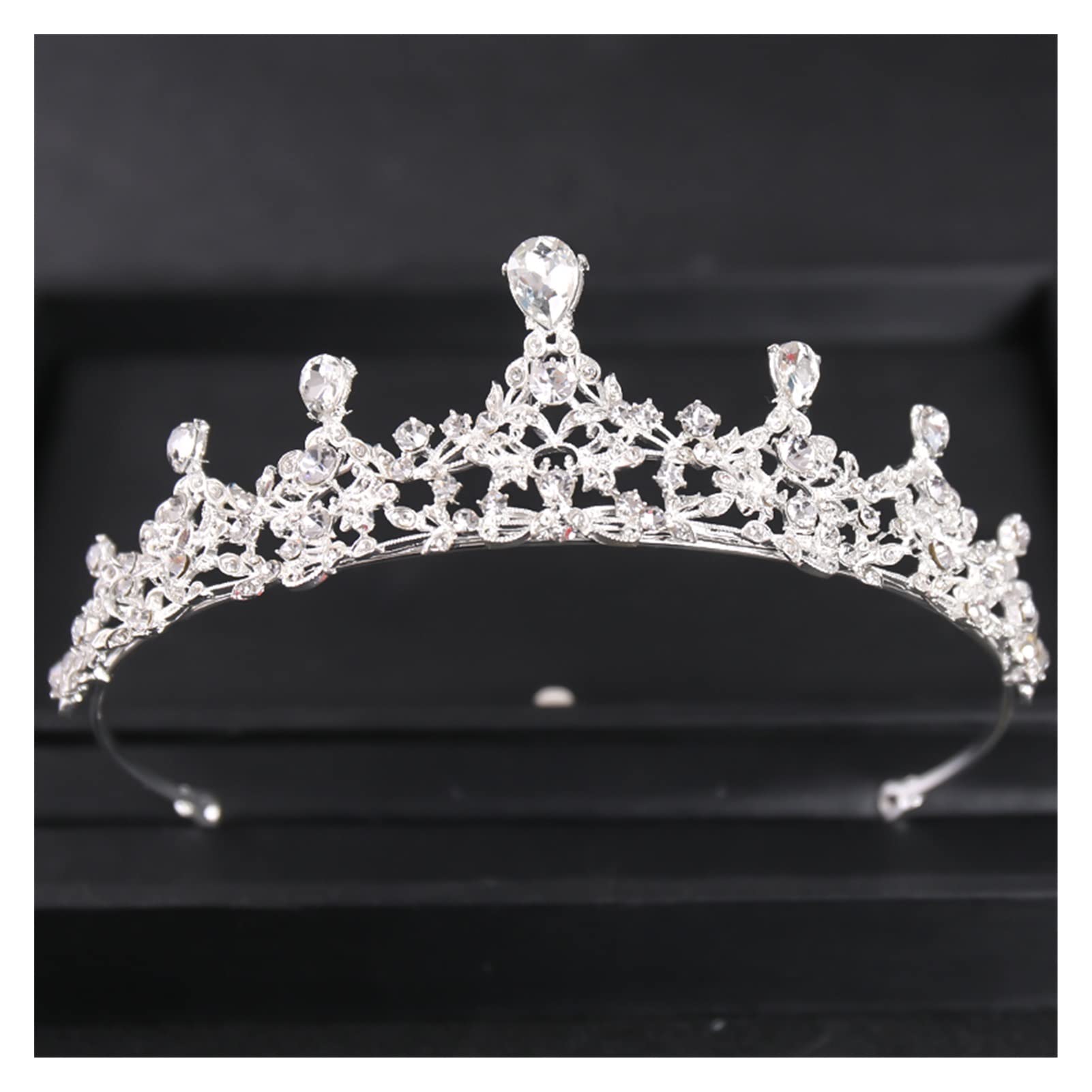 Barokowy luksusowy niebieski kryształowe serce tiary ślubne korony Rhinestone korowód Diadem welon Tiara opaski ślubne akcesoria do włosów Tiara (kolor metalu: srebrny)