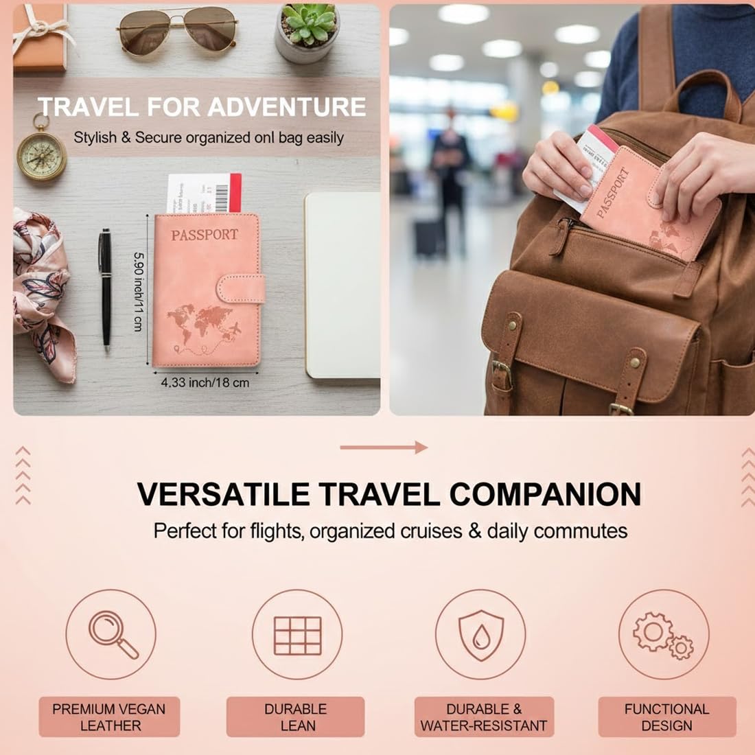 2 Pezzi Porta Passaporto, Rosa e Azzurro Custodia, Viaggio per Carte di Credito, Carta d'Identità e Documenti di Viaggio, Cover Passaporto Italiano Accessori da Viaggio/Regalo per Viaggiatori