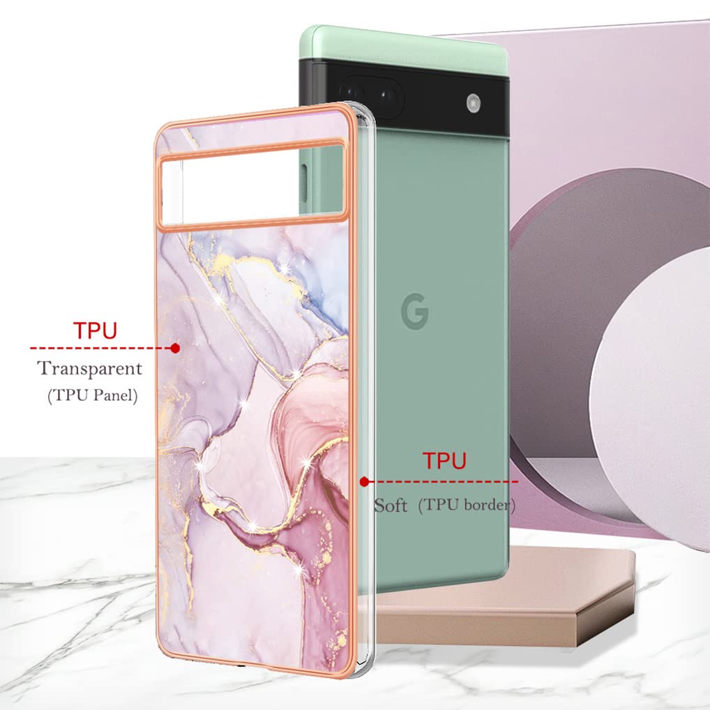 Copertura SEAHAI Per Google Pixel 6A: Custodia Sottile In Silicone TPU Con Glitter, Viola, E Anello Porta Ditale/magnetico Per Auto. Eleganza E Protezione Antiurto. - 3
