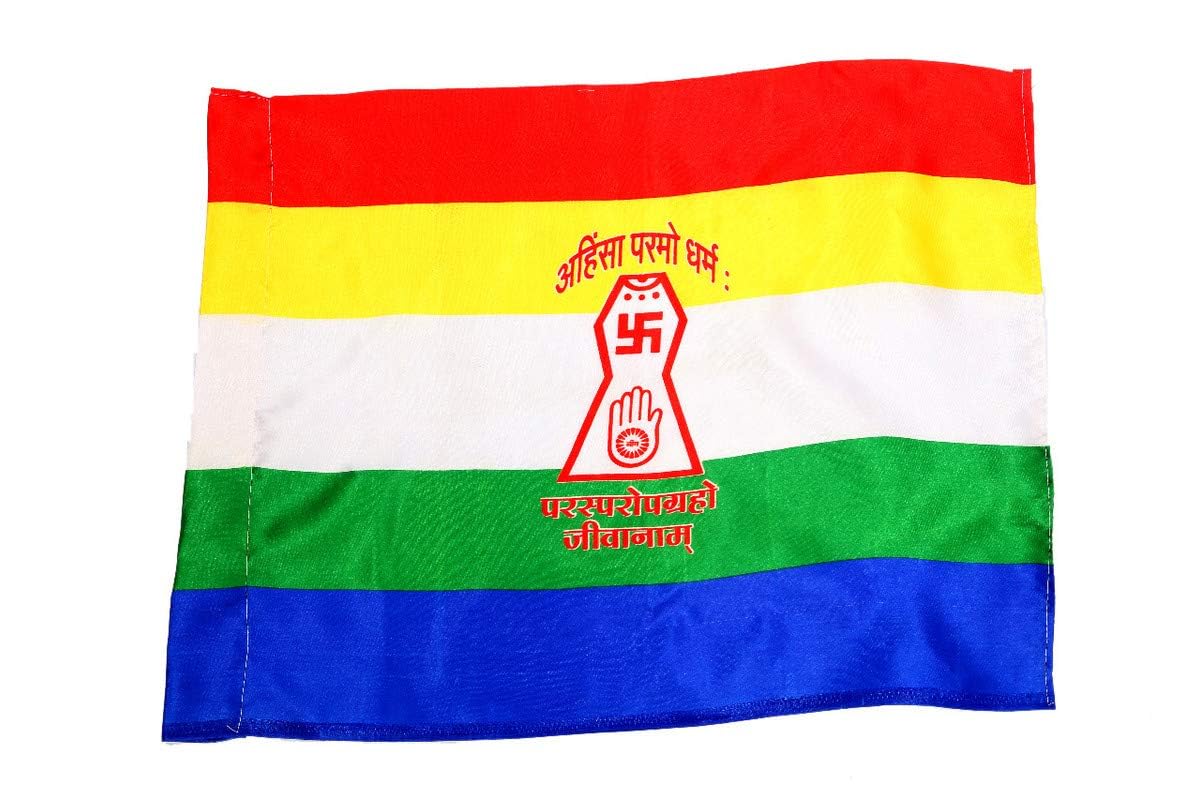 (Small Size) Jainism Religious Jhanda/Outdoor Jain DharmFlag Jain Flag in 100% Special Silk Fabric (Warp-Knitted Satin Cloth) Size 20X30 Inch-image-38