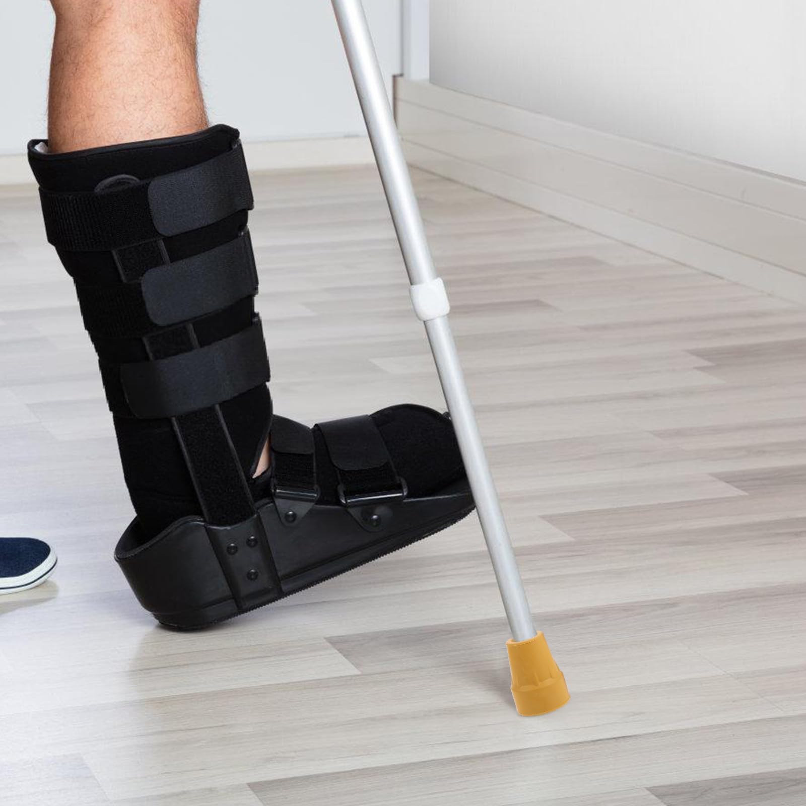 Tofficu Almohadillas Antideslizantes de Goma para Muletas de Axila, Soporte Estable y Fácil Extracción, 6 Piezas para Muletas Estándar de Aluminio en Color Amarillo