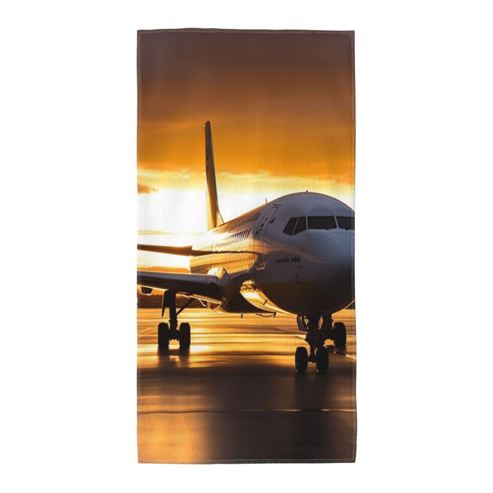 FekiLoot Absorbent Hand Towels 12"X24" Decorative Bathroom Towel Soft Microfiber Face Towel Airplane in The Evening Light Dish Kitchen Towels for Bathroom Kitchen Hotel Spa Bath Towels