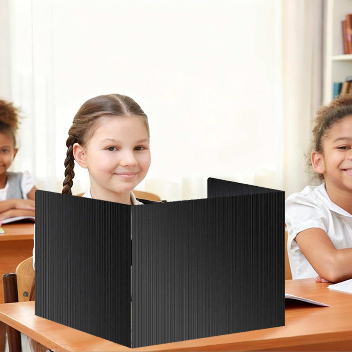 24 Pack Black Desk Dividers for Students, Waterproof Plastic Study Boards, Durable Exam Privacy Shields, Classroom Privacy Folders, Ideal School Supplies for Focused Learning (24 Pack)