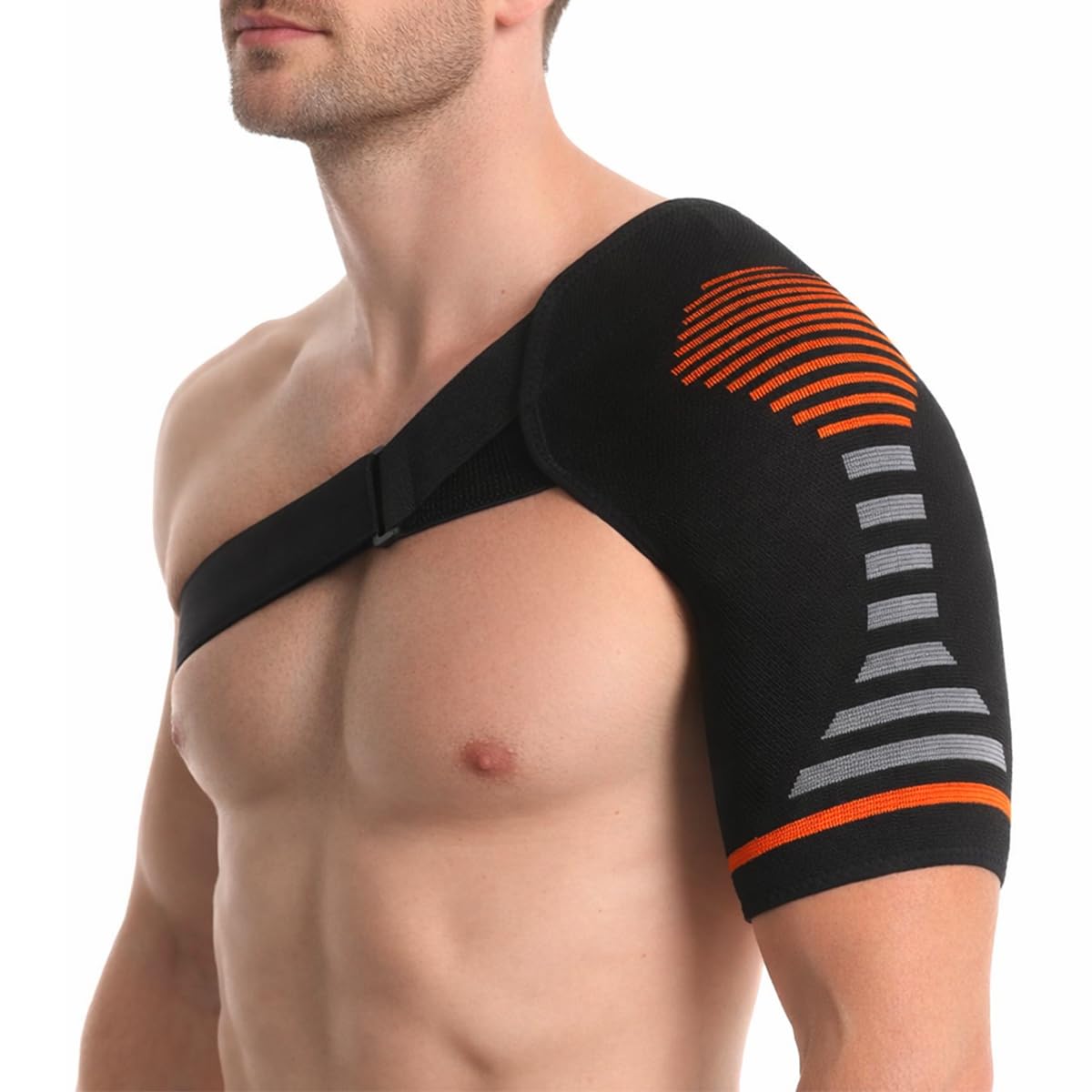 HANNEA® Adjustable Compression Shoulder Support Brace with Cross Chest Strap, Breathable Elastic Shoulder & Arm Stabilizer Sleeve for Pain Relief, Injury Recovery, Gym & Sports Support-image-5