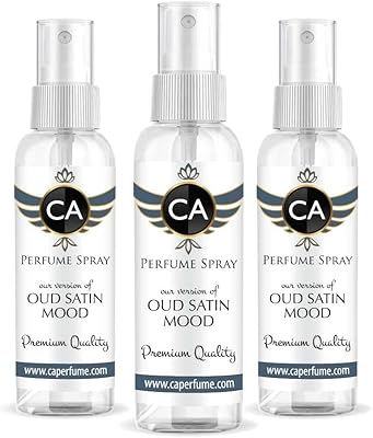 CA Perfume Impression of Maison Francis K. Oud Satin Mood For Men Replica Version Fragrance Dupes Concentrated Long Lasting Eau de Parfum Spray Refillable Atomizer Bottle 2 Fl Oz/60ml-X3