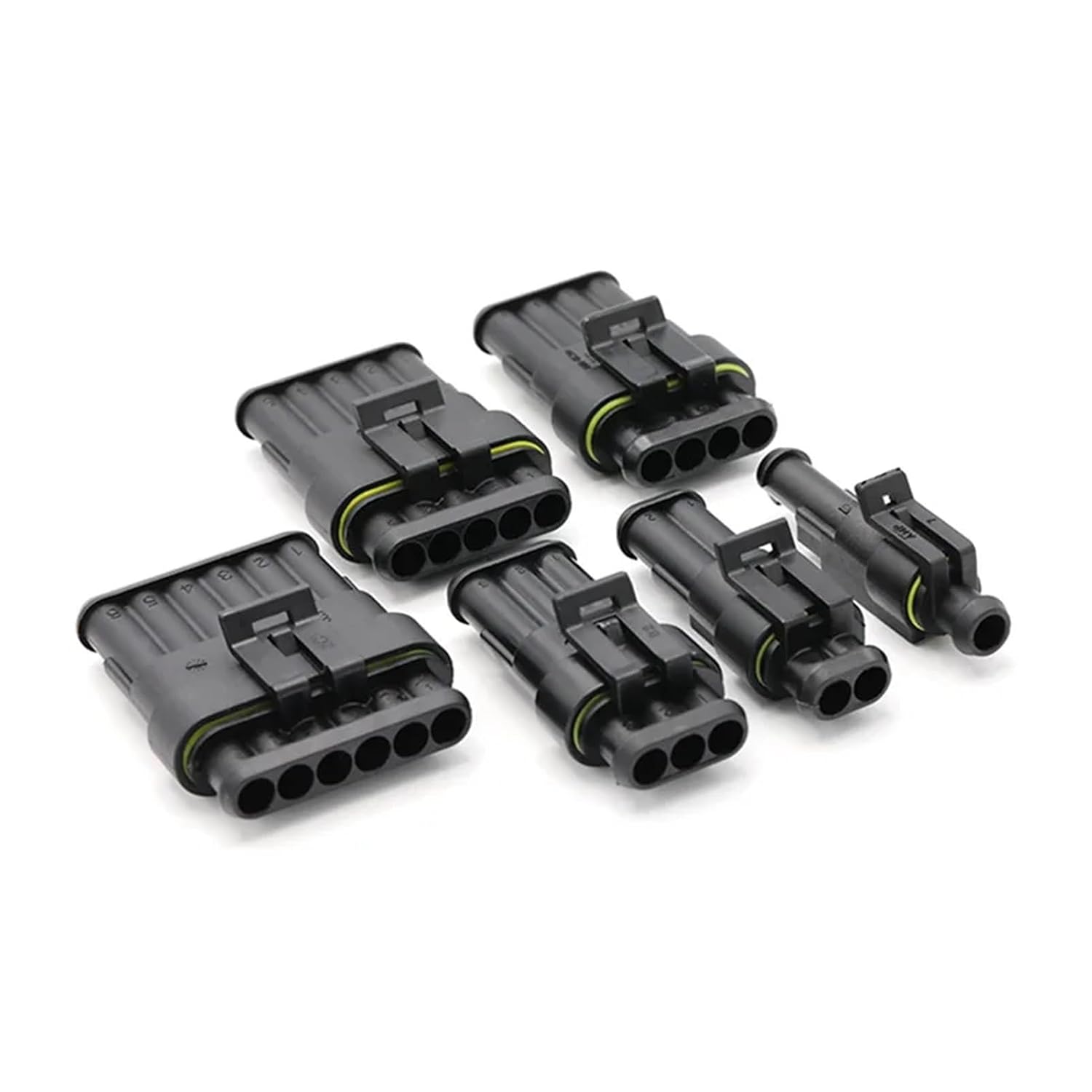2-Pin Waterproof Automotive Electrical Connector Set AMP 1.5 Series Male & Female Plugs with Terminals
