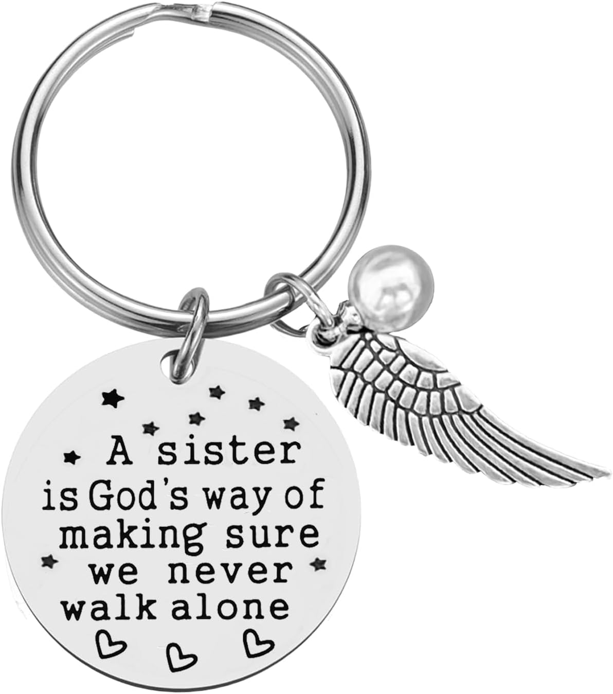Sister Gifts - A Sister is God's Way of Making Sure We Never Walk Alone Keychain Key ring for Sister’s Birthday Christmas Gifts