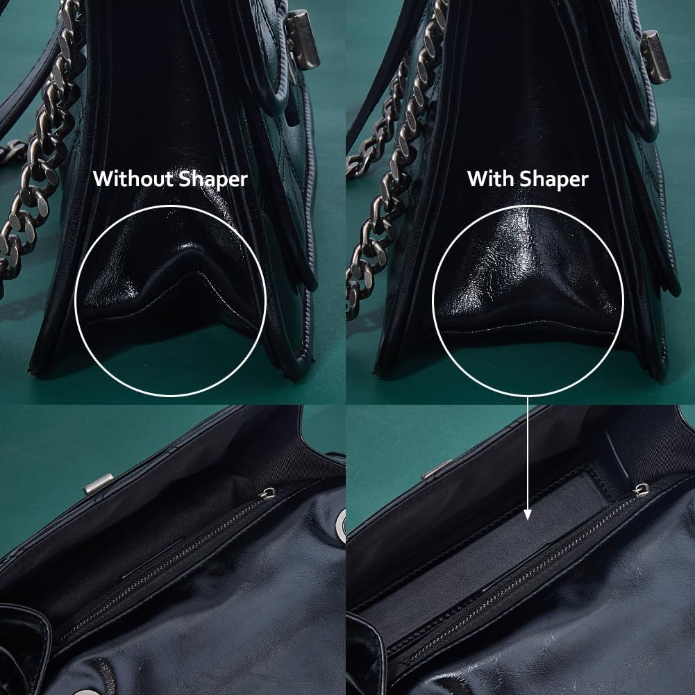 SUPERFINDINGS Leather Handbag Base Shaper Black WOC Base Shaper 10.24x1.34Inch Purse Protection and Support Bag Base Shaper with Wings Purse Inserts to Keep Shape Insert Bag Support for Purse Handbag