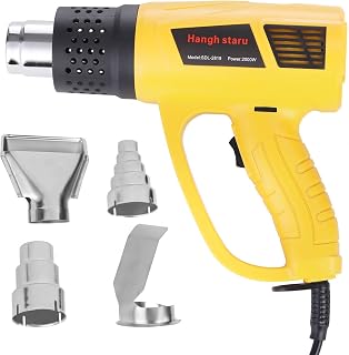 Heat Gun 2000W 140℉-1112℉(60-600℃) Fast Heating 2 Speed Settings Hot Air Gun Kit with Overheat Protection Variable Temperature Control and with 4 Nozzles for DIY Crafts, Shrink Tubing